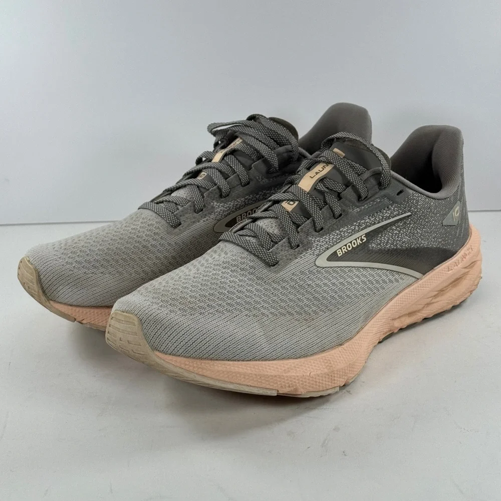 Brooks Launch 10 Women's Running Shoes‎ Grey Peach Size 9.5 Athletic Sneakers